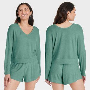 Medium - Womens Cozy Ribbed Pullover - Auden - Green